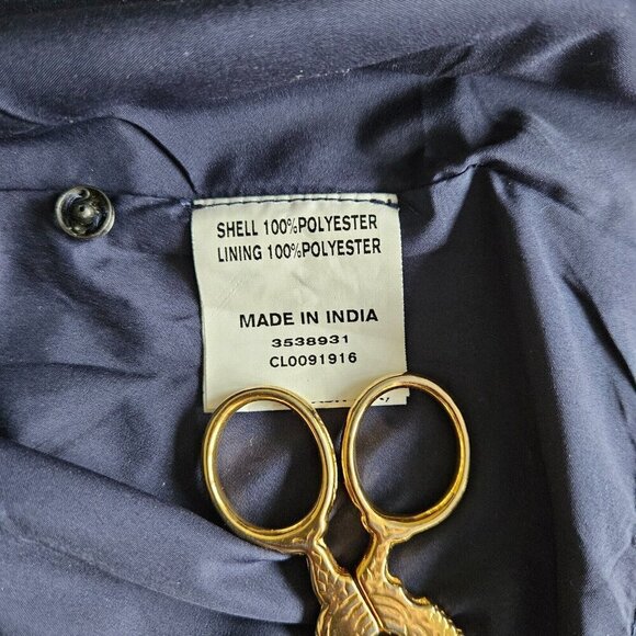 Wayward Fancies eShakti L Floral Embroidery Dupioni Midi Empire Indigo Dress - Picture 7 of 16